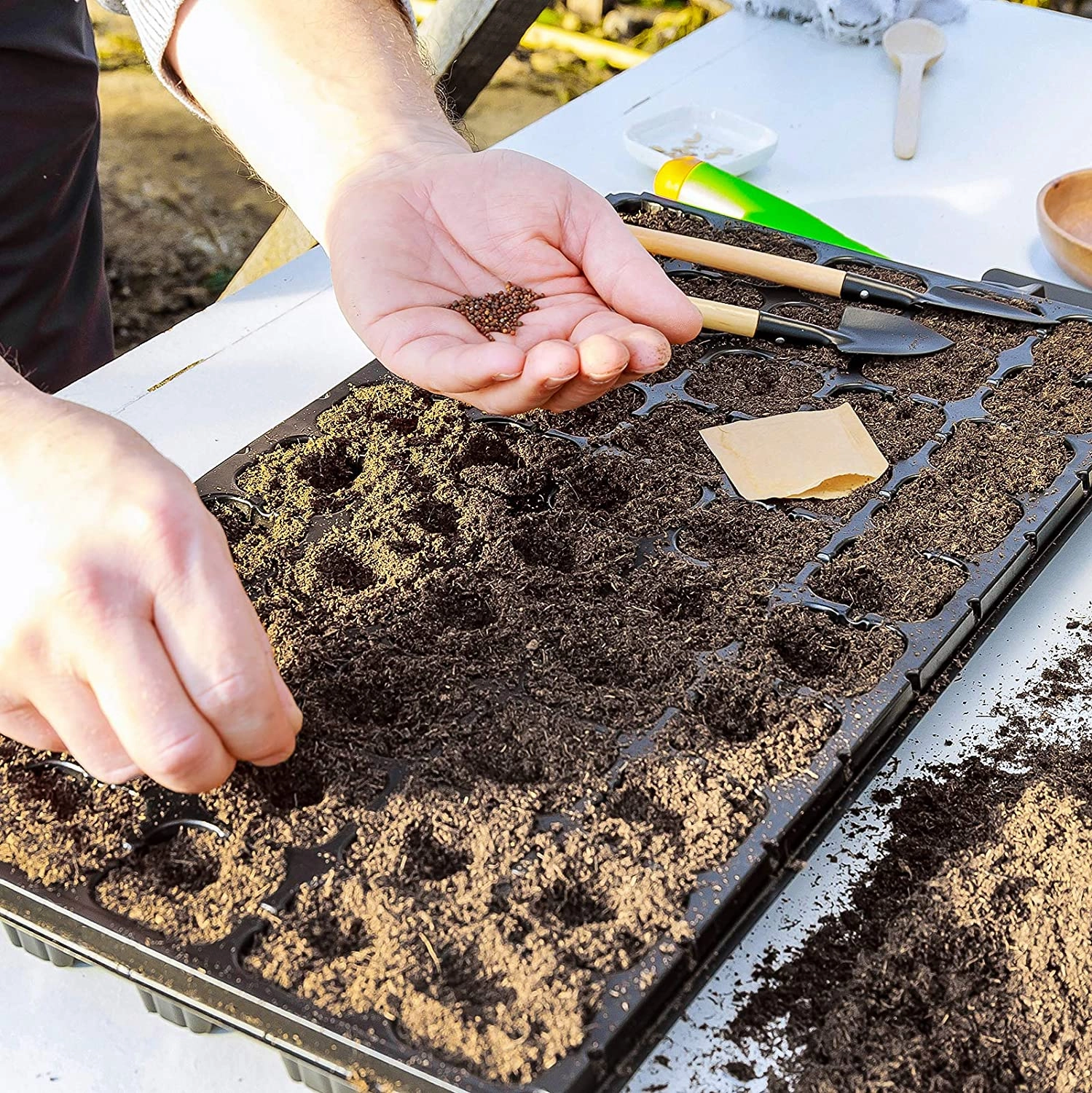 10 Pack of 50 Cell Seedling Trays with Drain Holes, 500 Cells