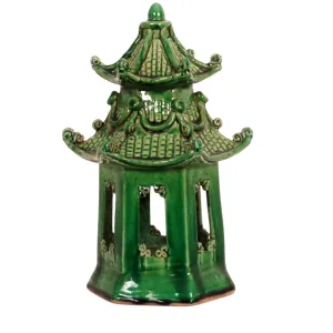 12 Hand Shaped Pagoda, Green dried flowers  