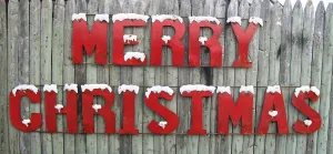 120" Long Merry Christmas Metal Sign decorative plants  