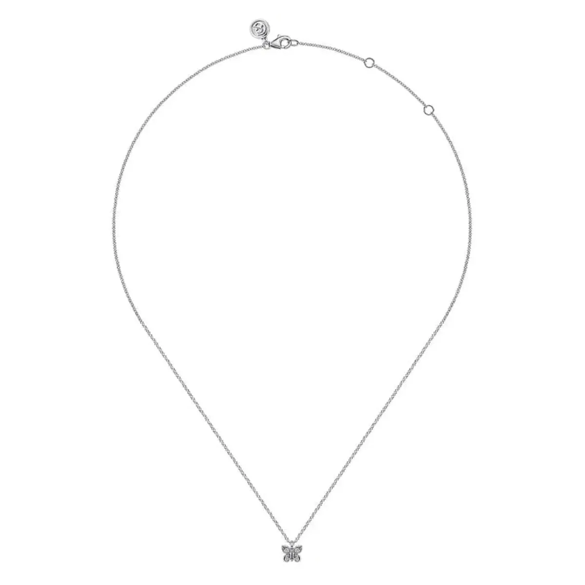 14K W Gold 0.07ctw G/SI2 Diamond Butterfly Pendant