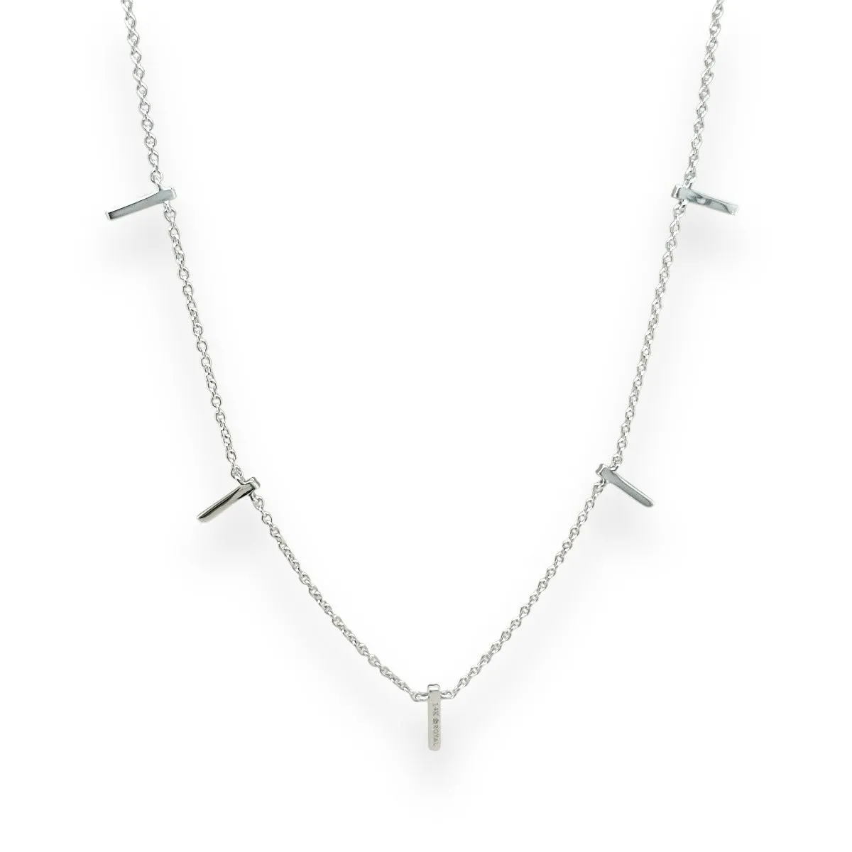 14K W Gold 0.16ct H/SI1 Diamond Bar Station Necklace