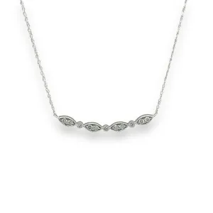 14K W Gold 0.16ctw H/I1 Marquise Shape Bar Diamond Necklace