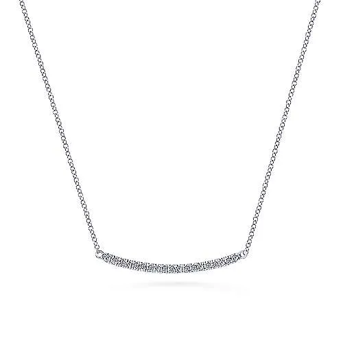14K W Gold 0.20ctw 18" G/SI2 Diamond Curved Bar Necklace