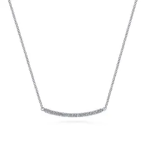 14K W Gold 0.20ctw 18" G/SI2 Diamond Curved Bar Necklace