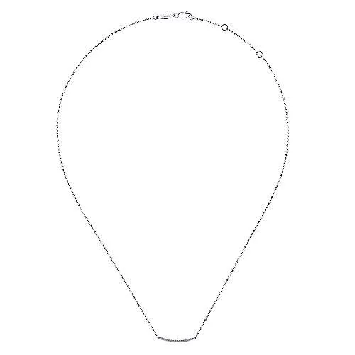 14K W Gold 0.20ctw 18" G/SI2 Diamond Curved Bar Necklace