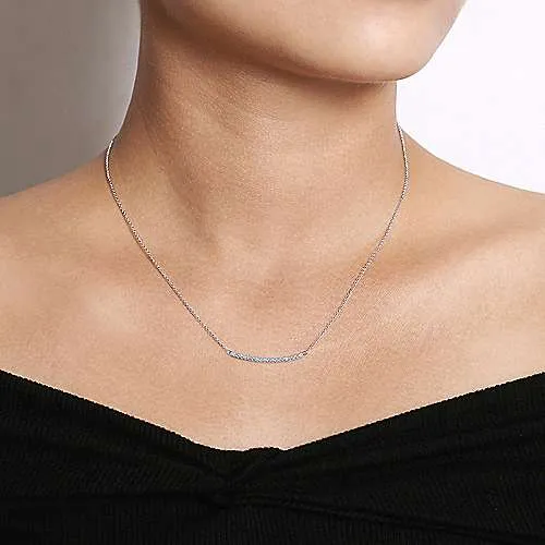 14K W Gold 0.20ctw 18" G/SI2 Diamond Curved Bar Necklace