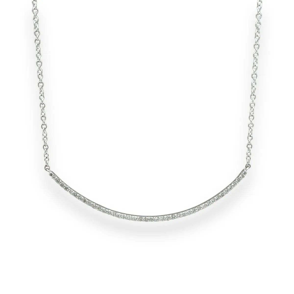 14K W Gold 0.50ct G/I1 Diamond Curved Bar Necklace