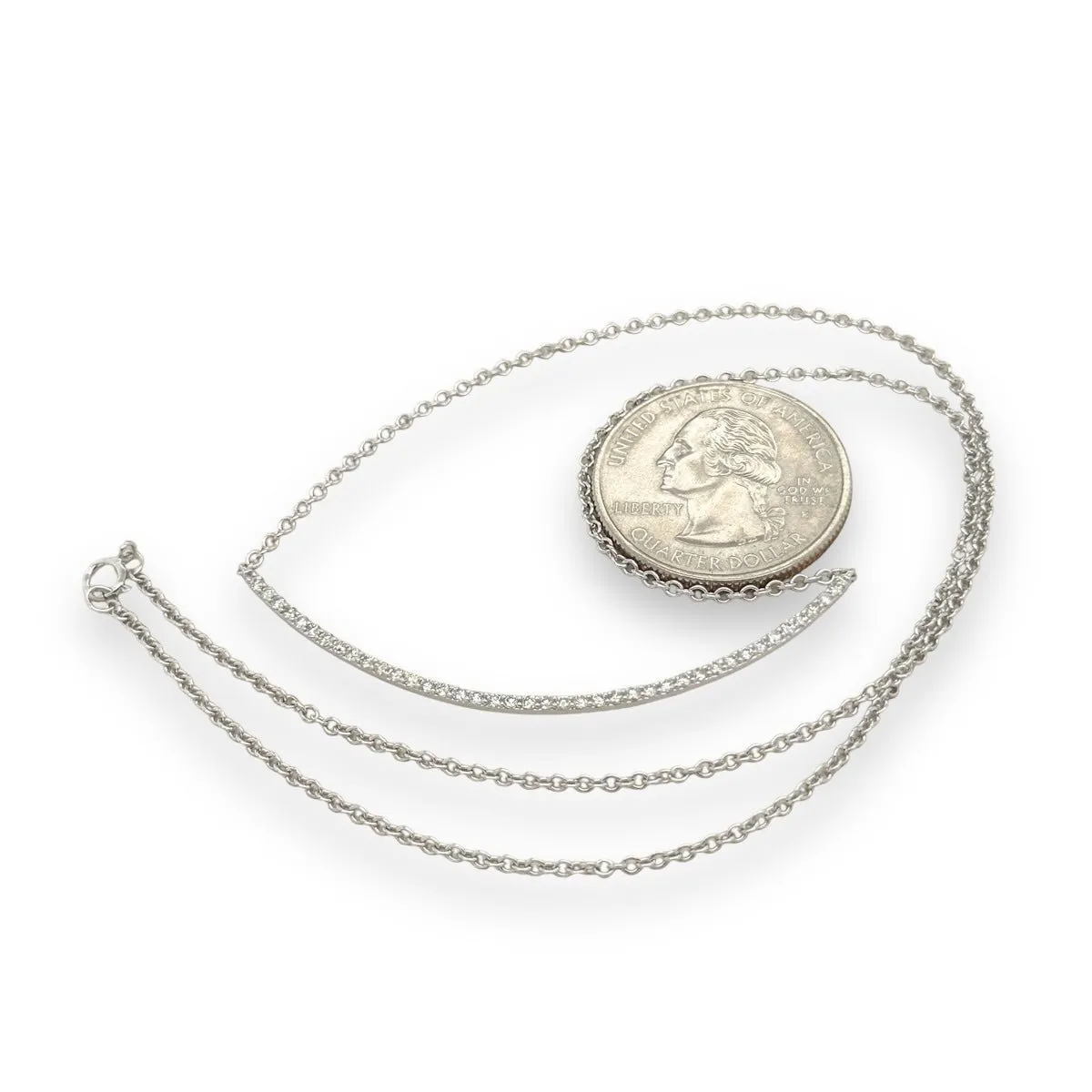 14K W Gold 0.50ct G/I1 Diamond Curved Bar Necklace