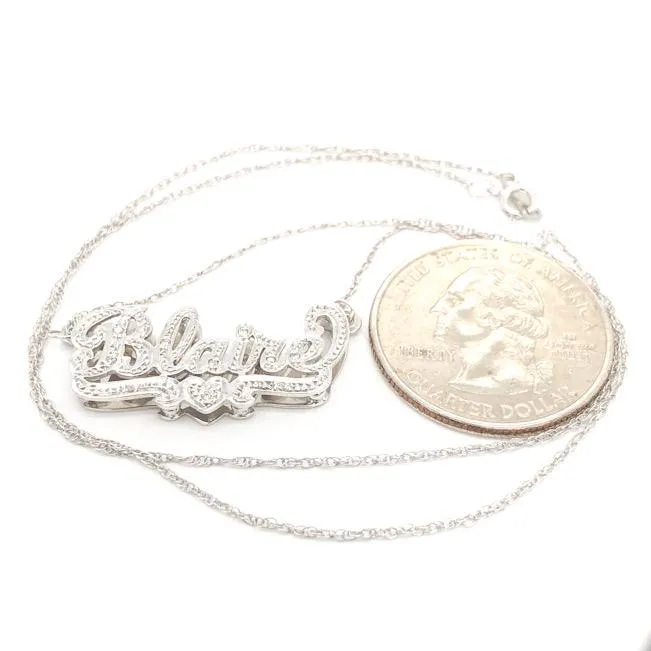 14K W Gold 10 Diamond Name Necklace