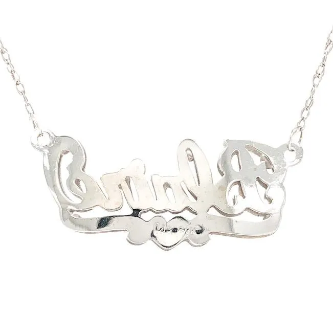 14K W Gold 10 Diamond Name Necklace