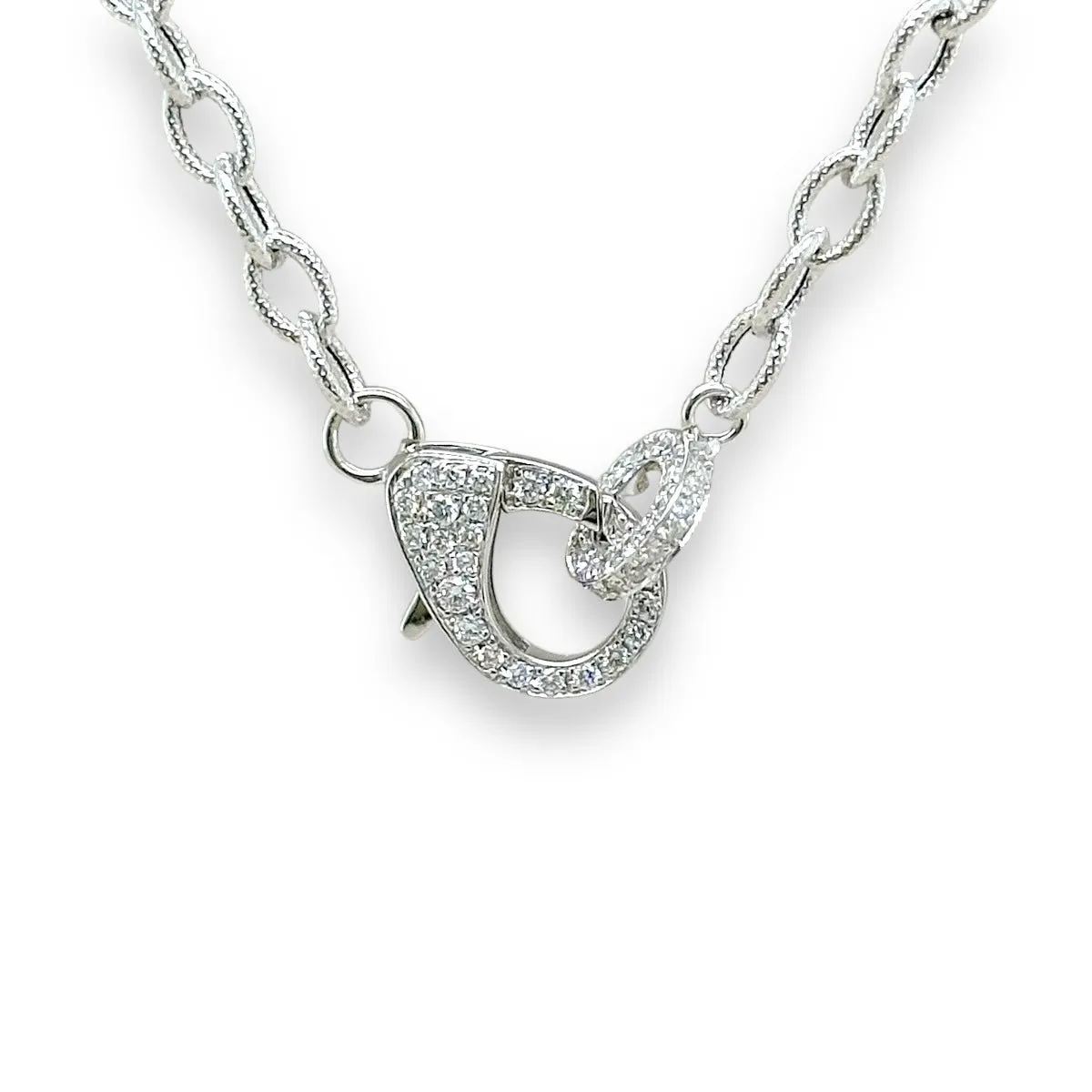 14K W Gold 18" 0.54ctw G/SI1 Link Chain with Diamond Clasp