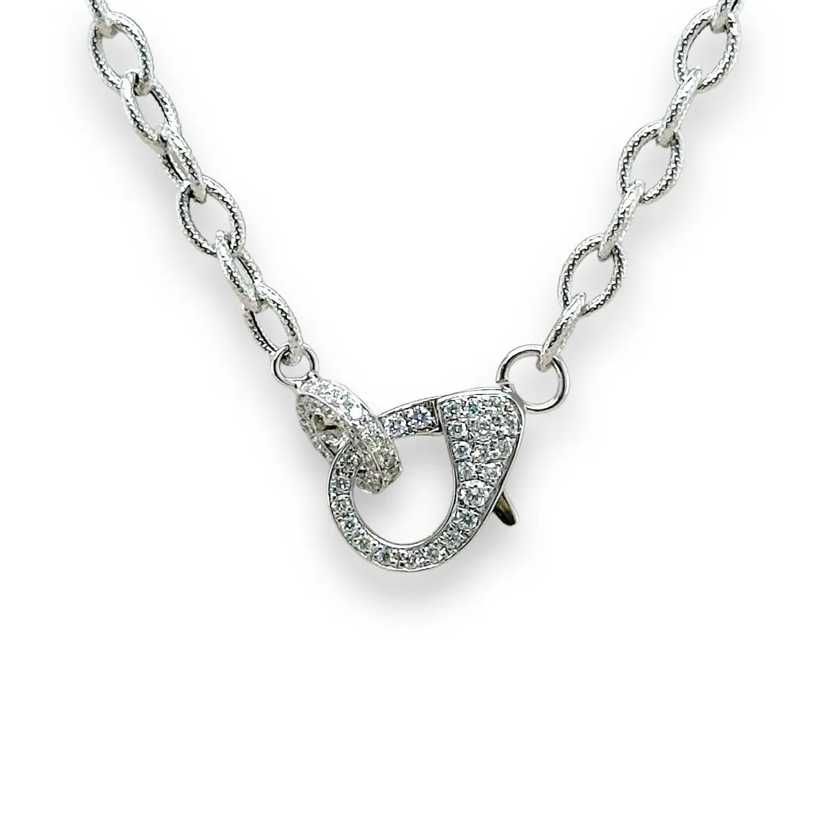 14K W Gold 18" 0.54ctw G/SI1 Link Chain with Diamond Clasp