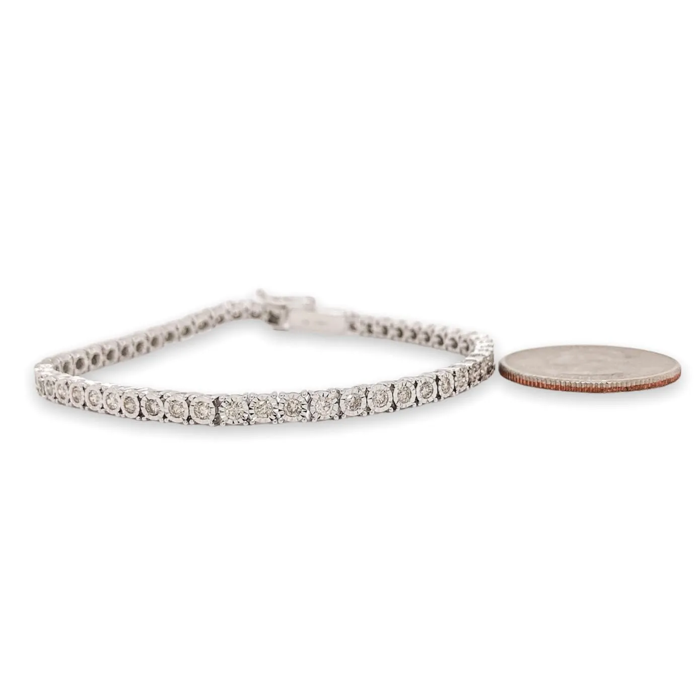 14K W Gold 2.00cttw Miracle Set J/SI3 Diamond Tennis Bracelet
