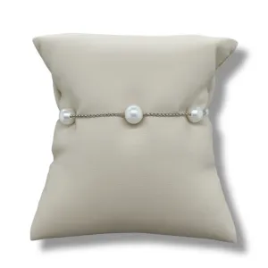 14K W Gold 6-7mm 7" FWP Tincup Bracelet