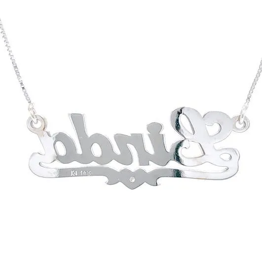 14K W Gold Script Name Necklace