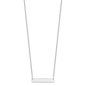 14K W Gold Small Engravable Polished Bar Necklace