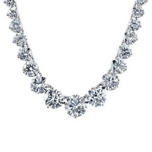14K White Gold 20.85 CTW?Riviera Three Prong Graduating Diamond Tennis Necklace