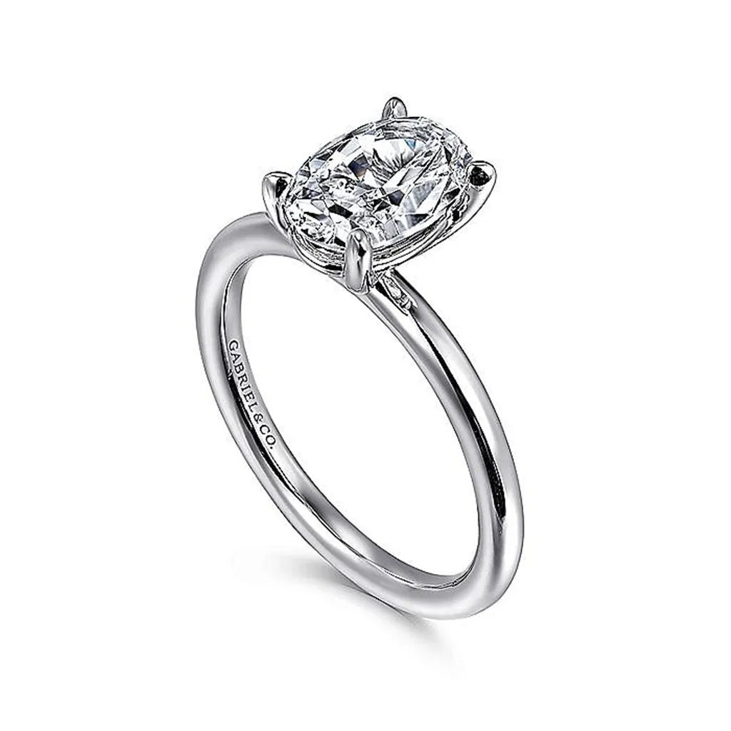14K White Gold 'Lark' Oval Solitaire Engagement Ring