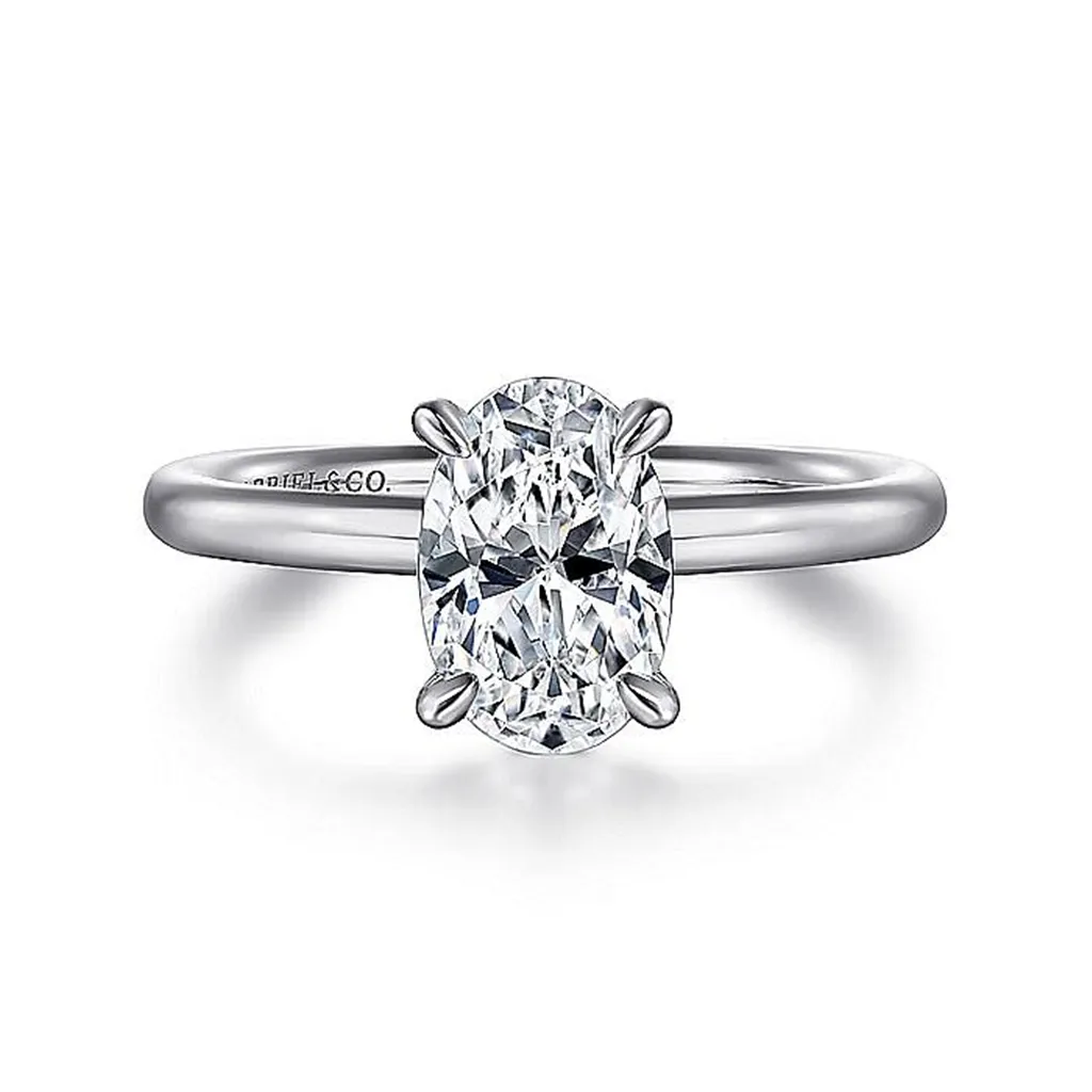 14K White Gold 'Lark' Oval Solitaire Engagement Ring