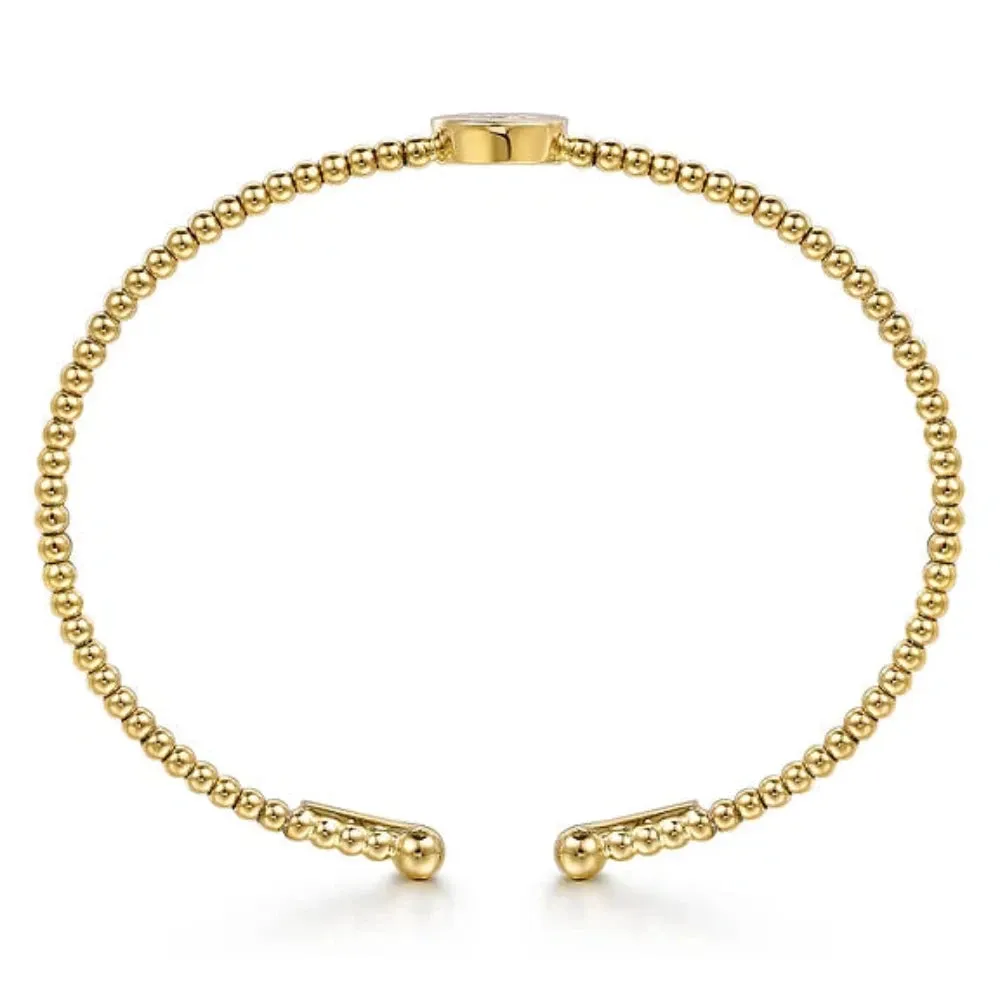 14K Y Gold 0.05cttw Diamond Initial A Cuff Bracelet