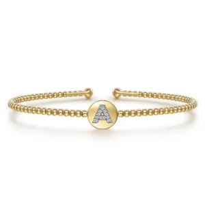 14K Y Gold 0.05cttw Diamond Initial A Cuff Bracelet