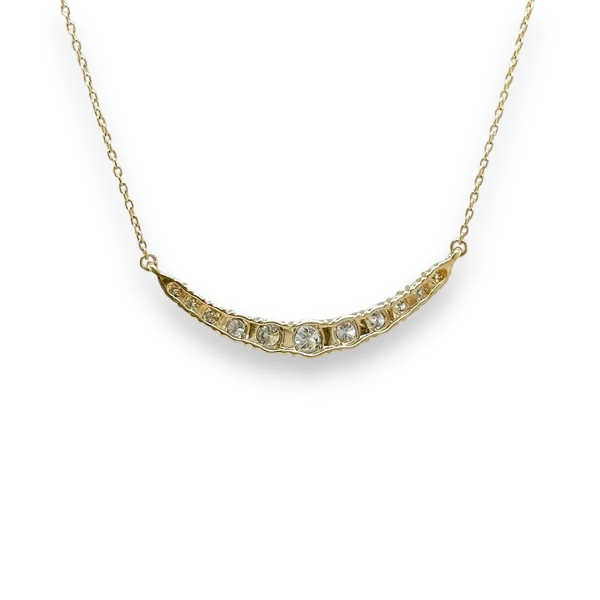 14K Y Gold 0.33ct H/I1 Curved Bar Diamond Necklace