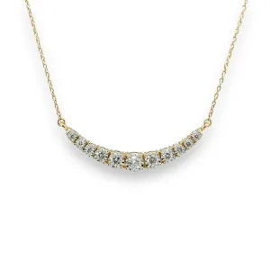 14K Y Gold 0.33ct H/I1 Curved Bar Diamond Necklace
