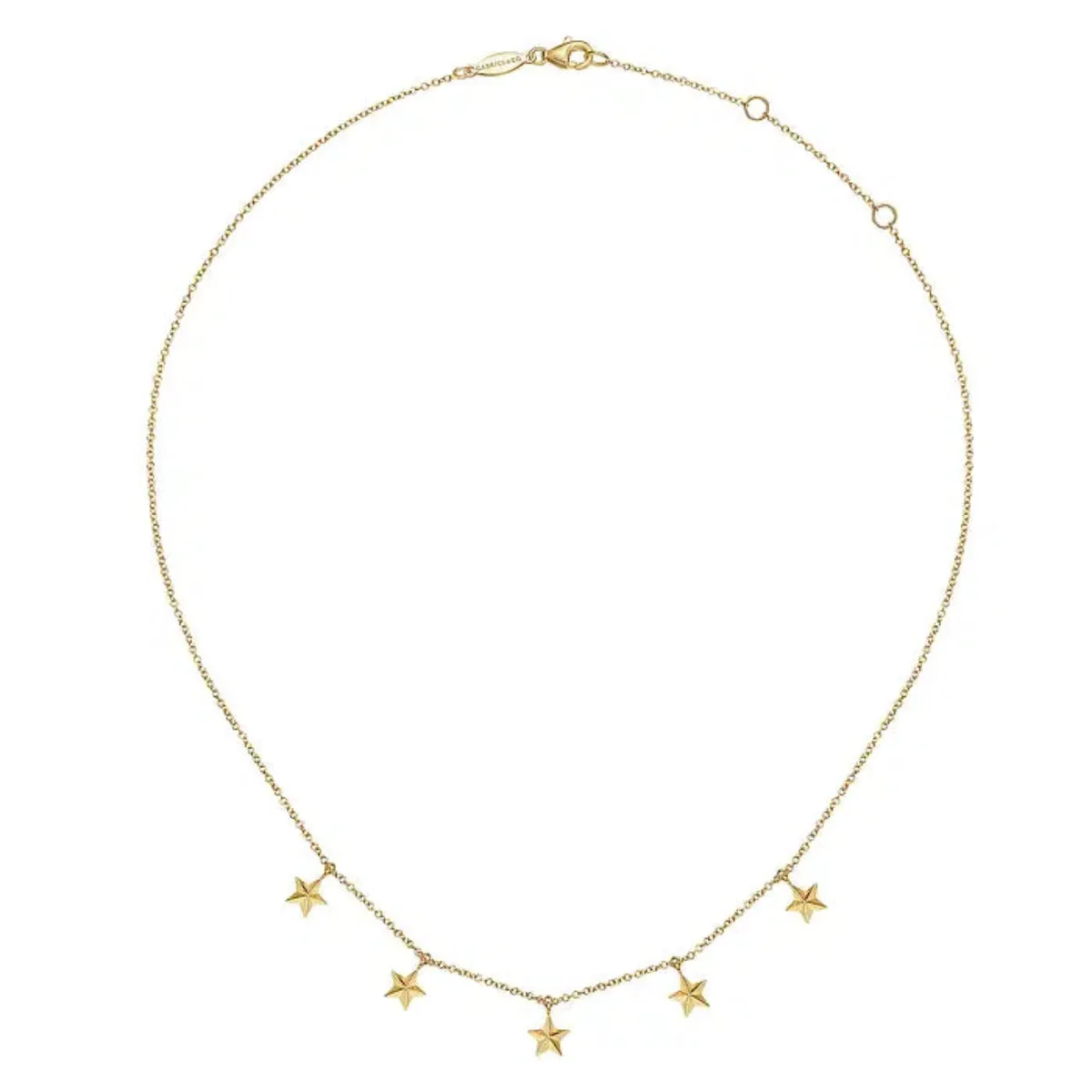 14K Y Gold 16" Star Drop Station Necklace