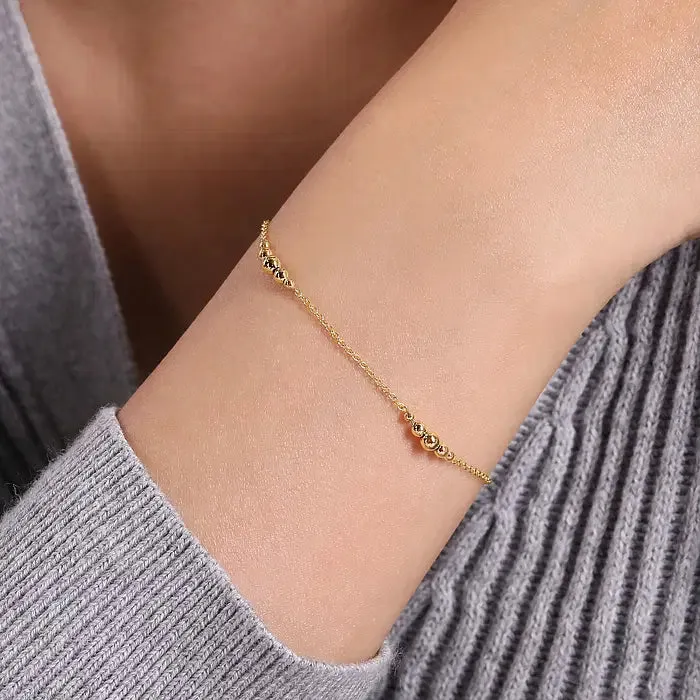 14K Y Gold 7" Graduating Bead Stations Bracelet