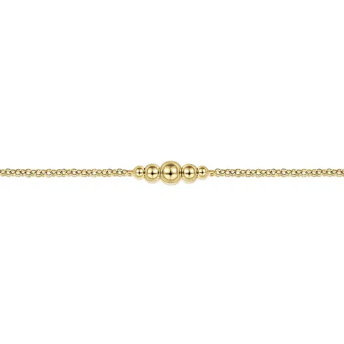 14K Y Gold 7" Graduating Bead Stations Bracelet