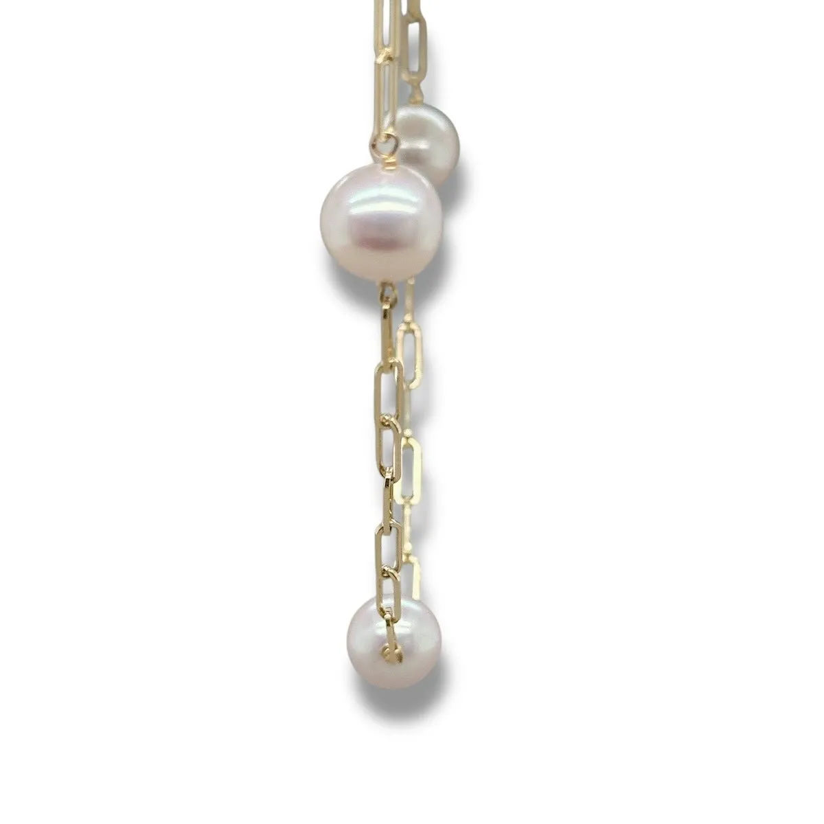 14K Y Gold 8-9mm FWP Paperclip Tincup Necklace