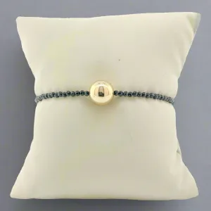 14K Y Gold Accented Black Spinel 2.3mm Facet Beaded Bracelet