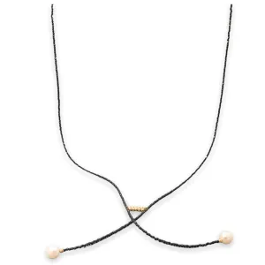 14K Y Gold FWP Black Spinel 28 Double Lariat Necklace