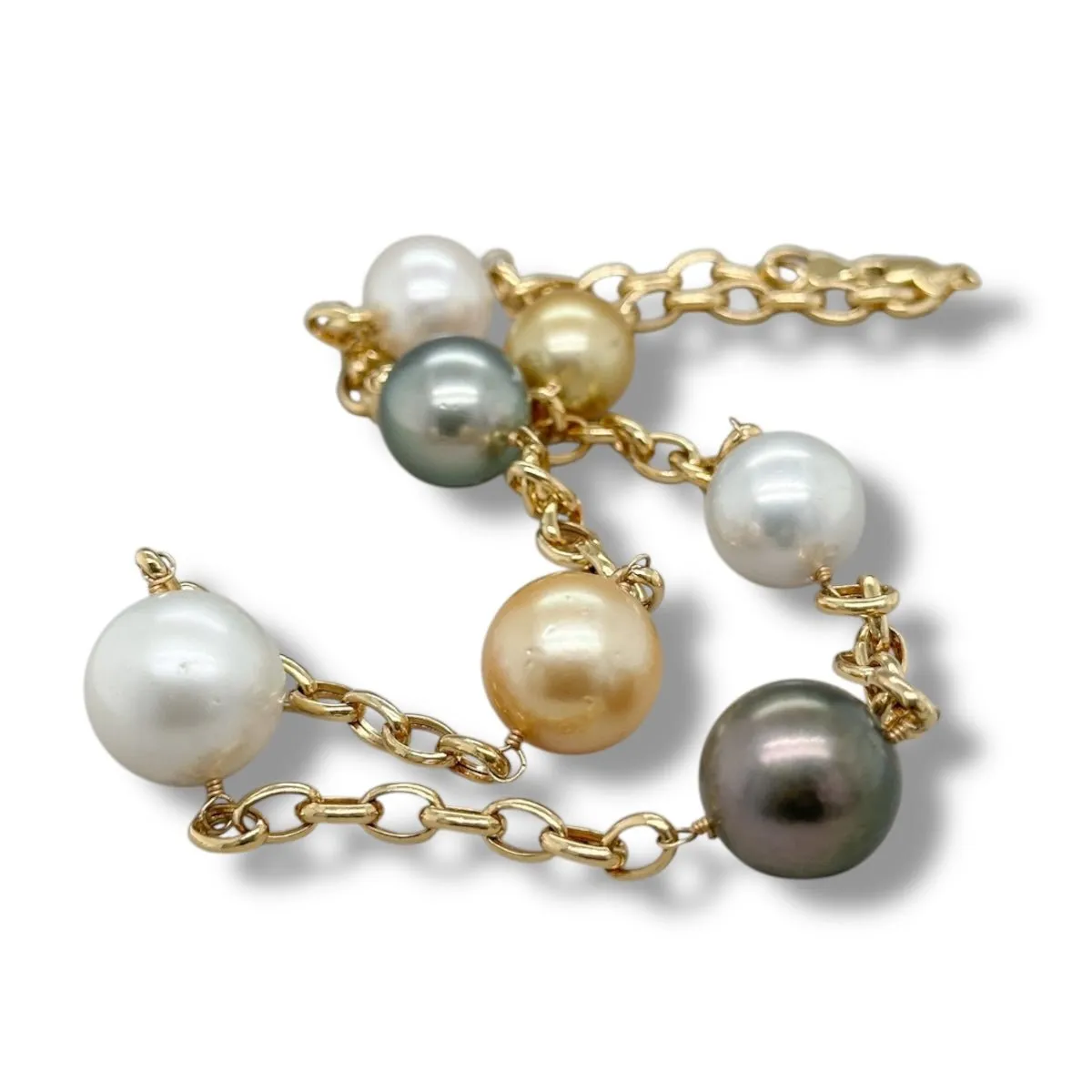 14K Y Gold Multi-Color South Sea Pearl Necklace