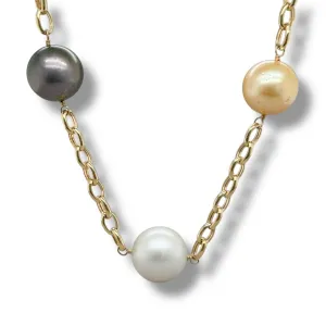 14K Y Gold Multi-Color South Sea Pearl Necklace