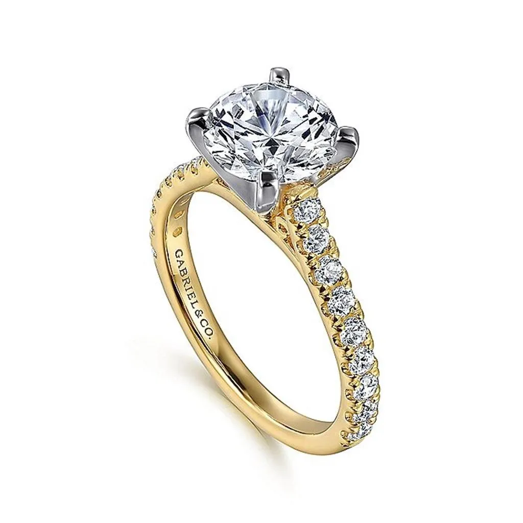 14K Yellow And White Gold 'Erica' Classic Round Diamond Engagement Ring