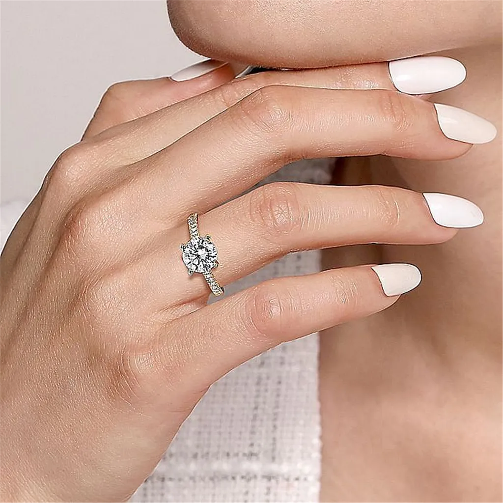 14K Yellow And White Gold 'Erica' Classic Round Diamond Engagement Ring