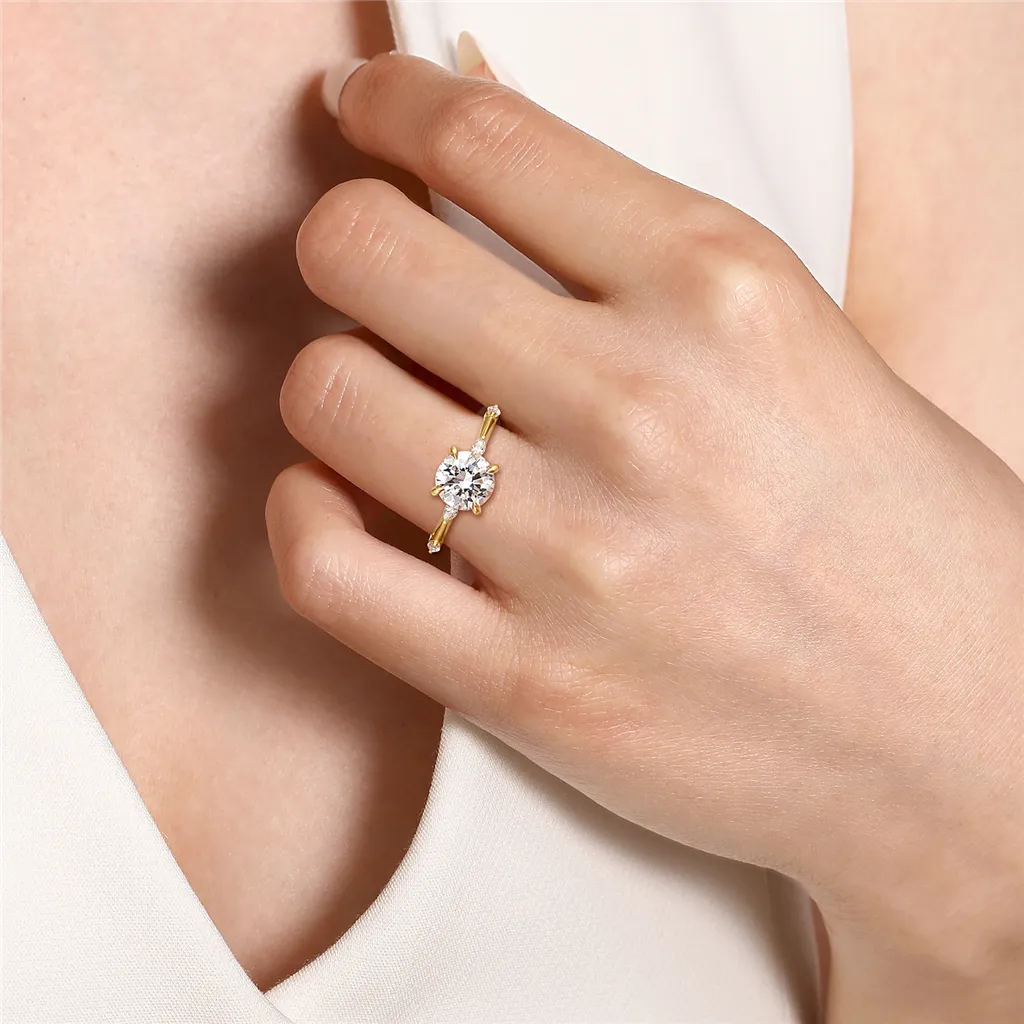 14K Yellow Gold 'Marline' Classic Round Diamond Engagement Ring