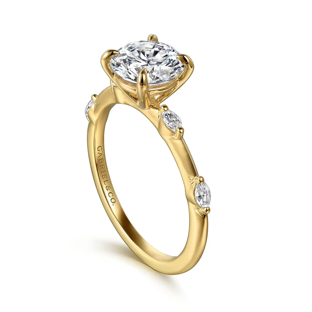 14K Yellow Gold 'Marline' Classic Round Diamond Engagement Ring