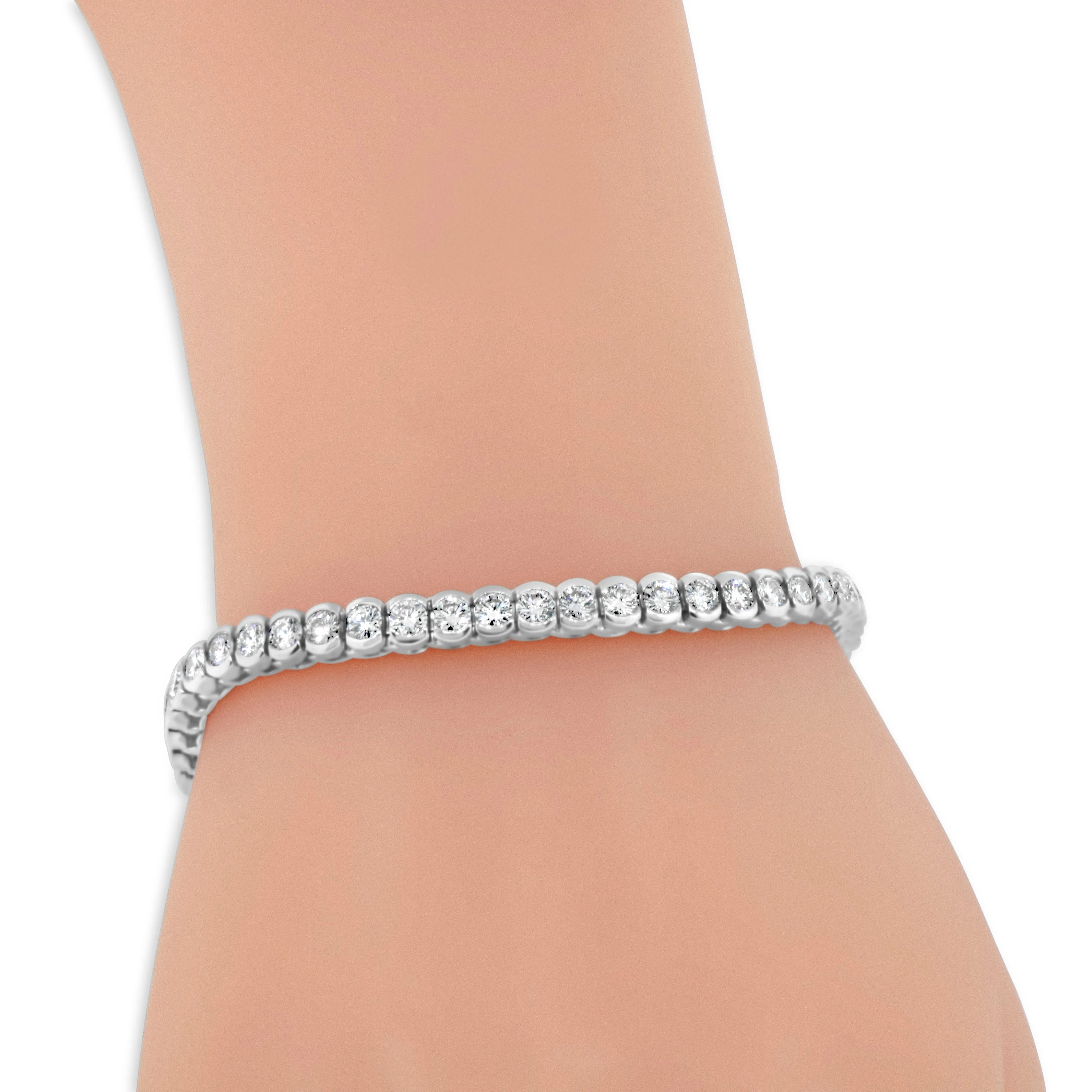 14kt White Gold Diamond Half Bezel Tennis Bracelet