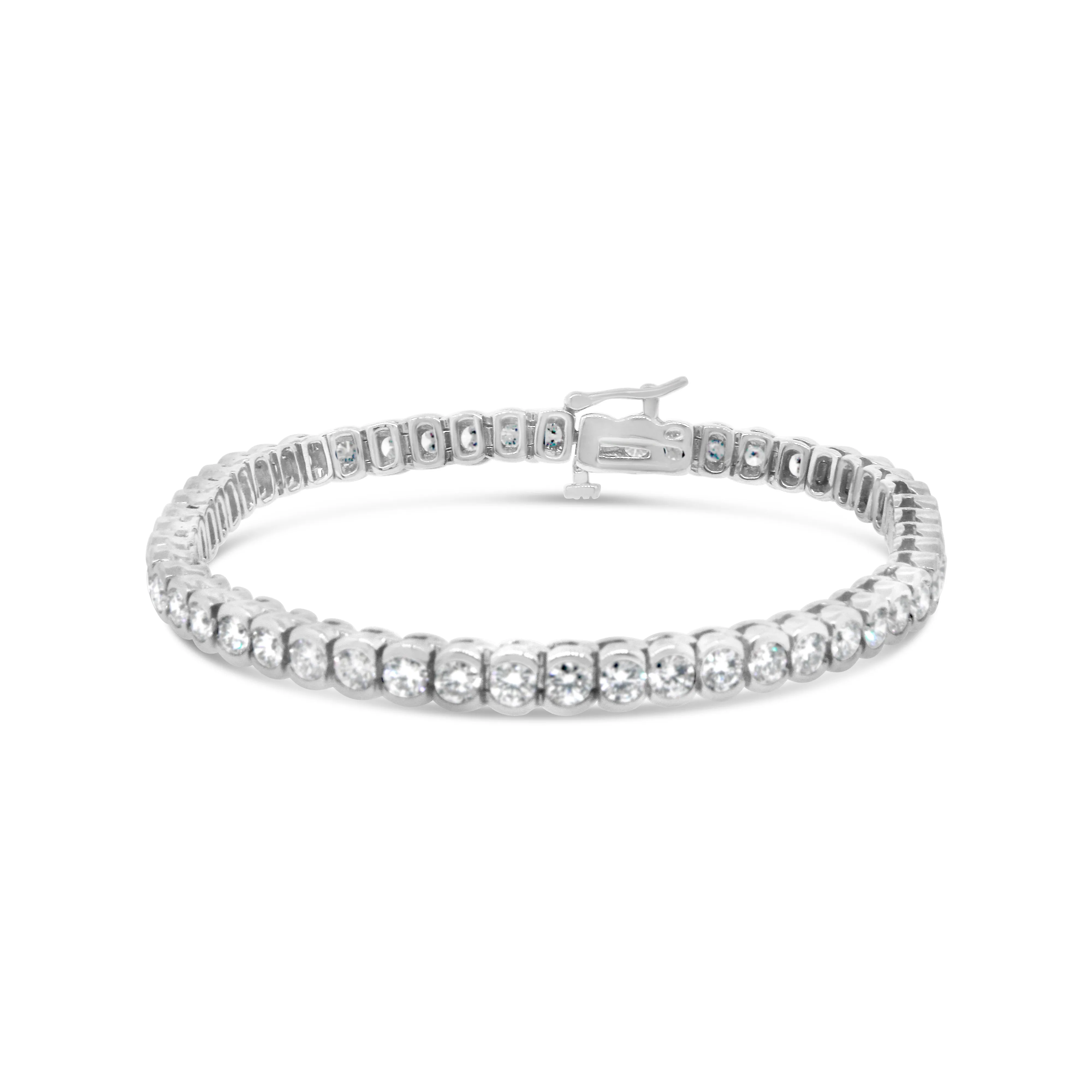 14kt White Gold Diamond Half Bezel Tennis Bracelet