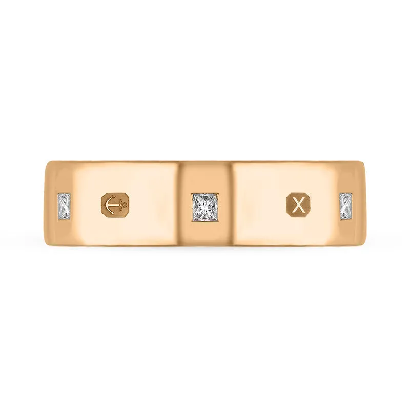 18ct Rose Gold 0.36ct Diamond Queen's Jubilee Hallmark Princess Cut 6mm Ring D
