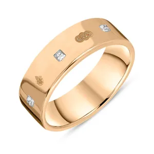 18ct Rose Gold 0.36ct Diamond Queen's Jubilee Hallmark Princess Cut 6mm Ring D
