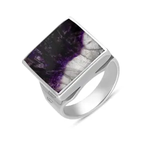 18ct White Gold Blue John Hallmark Small Square Ring