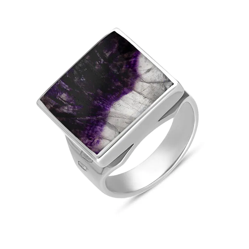 18ct White Gold Blue John Hallmark Small Square Ring