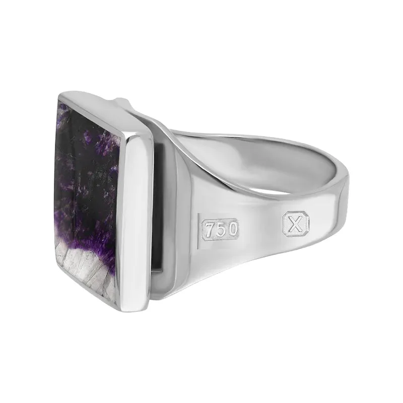 18ct White Gold Blue John Hallmark Small Square Ring