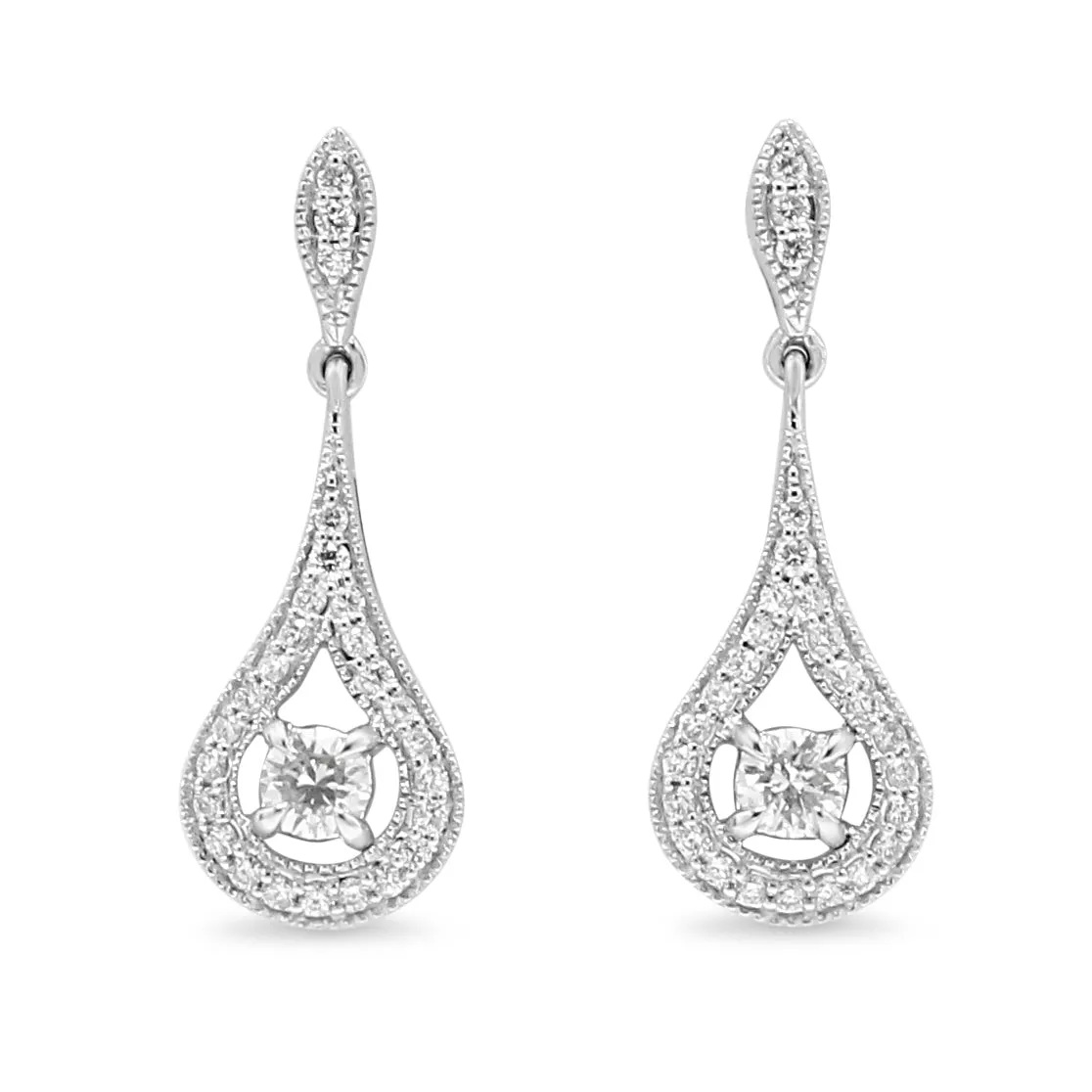 18ct White Gold Diamond Drop Earrings