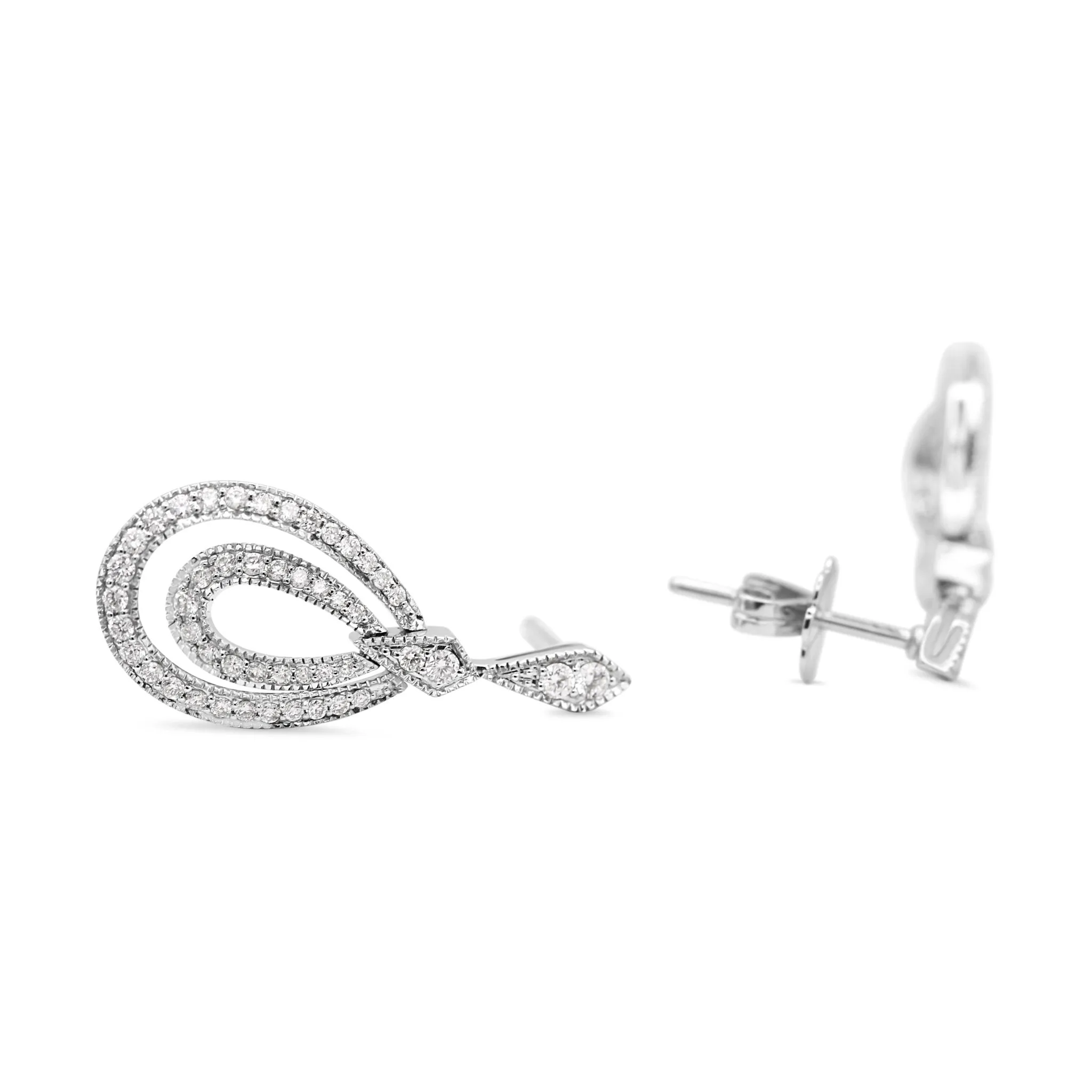 18ct White Gold Diamond Drop Earrings