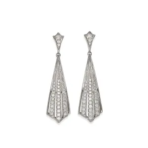 18ct White Gold Diamond Drop Earrings