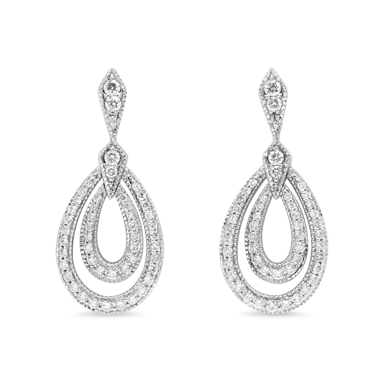 18ct White Gold Diamond Drop Earrings